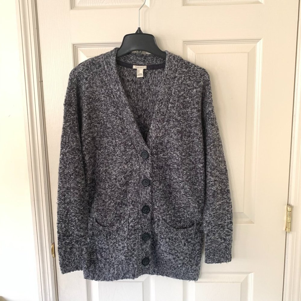 Forever21 Navy/Gray/White Speckled Cardigan Size S